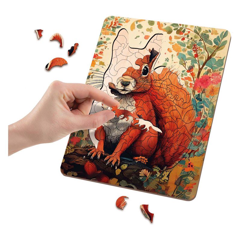 Houten Puzzel Eekhoorn - Unieke Vormen - 130st. - Afbeelding 3